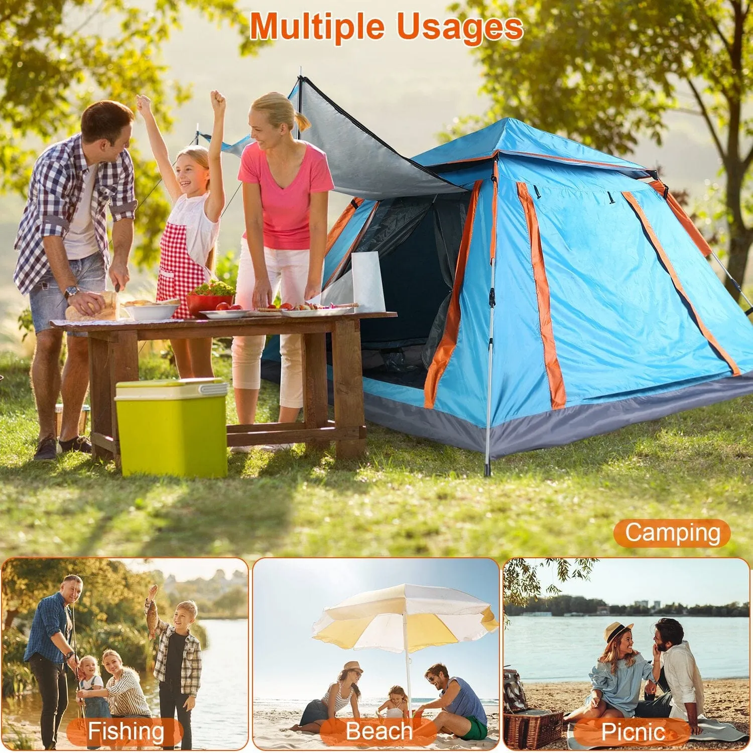 4-5 Person Camping Tent Outdoor Foldable Waterproof Tent