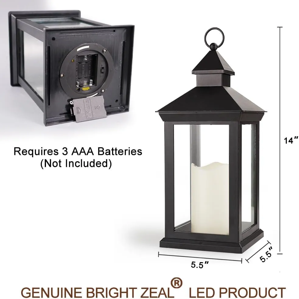 Bright Zeal 2-Pack 14" Decorative Candle Lanterns, Black