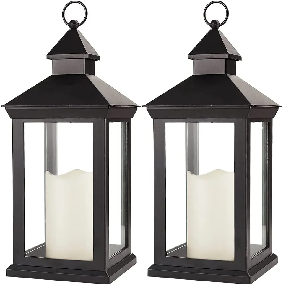 Bright Zeal 2-Pack 14" Decorative Candle Lanterns, Black