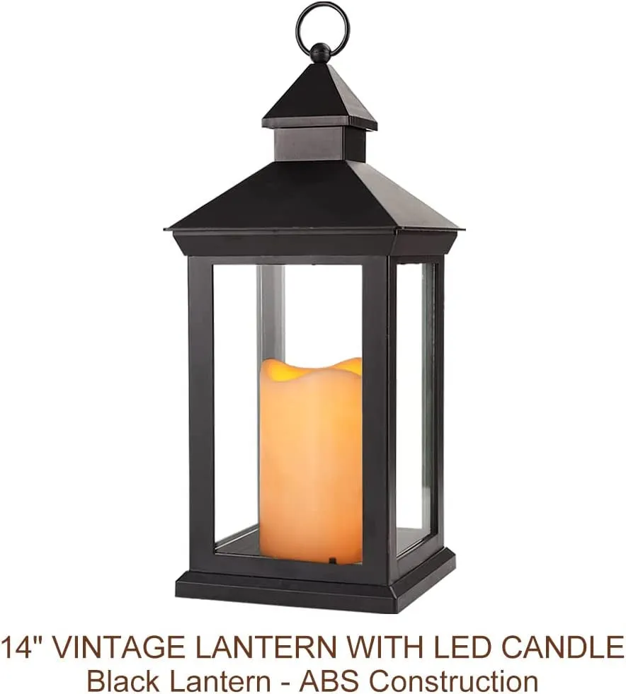 Bright Zeal 2-Pack 14" Decorative Candle Lanterns, Black