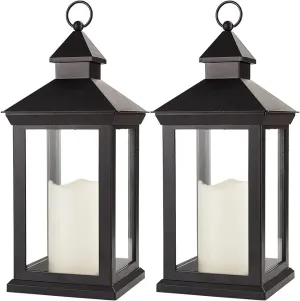 Bright Zeal 2-Pack 14" Decorative Candle Lanterns, Black