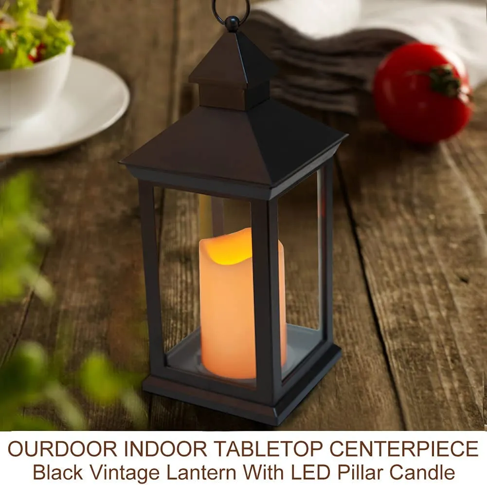 Bright Zeal 2-Pack 14" Decorative Candle Lanterns, Black
