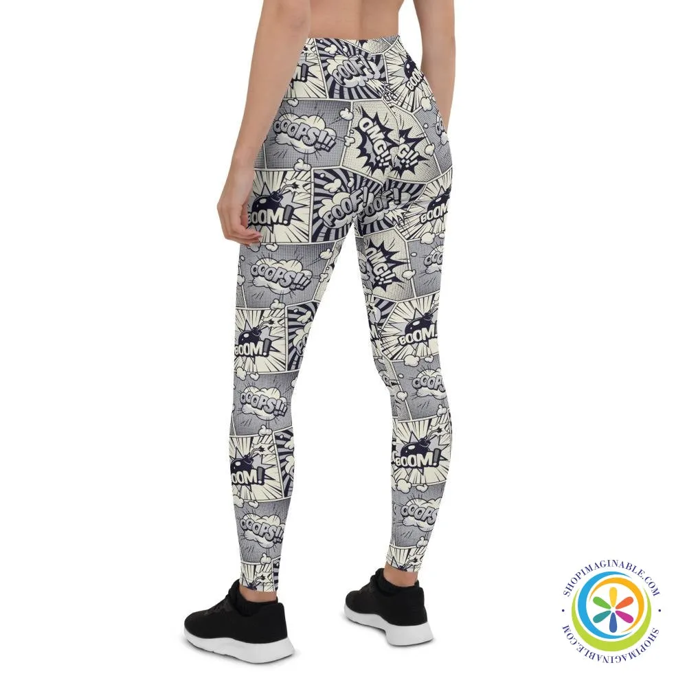 Comic Monochrome Full Length Leggings