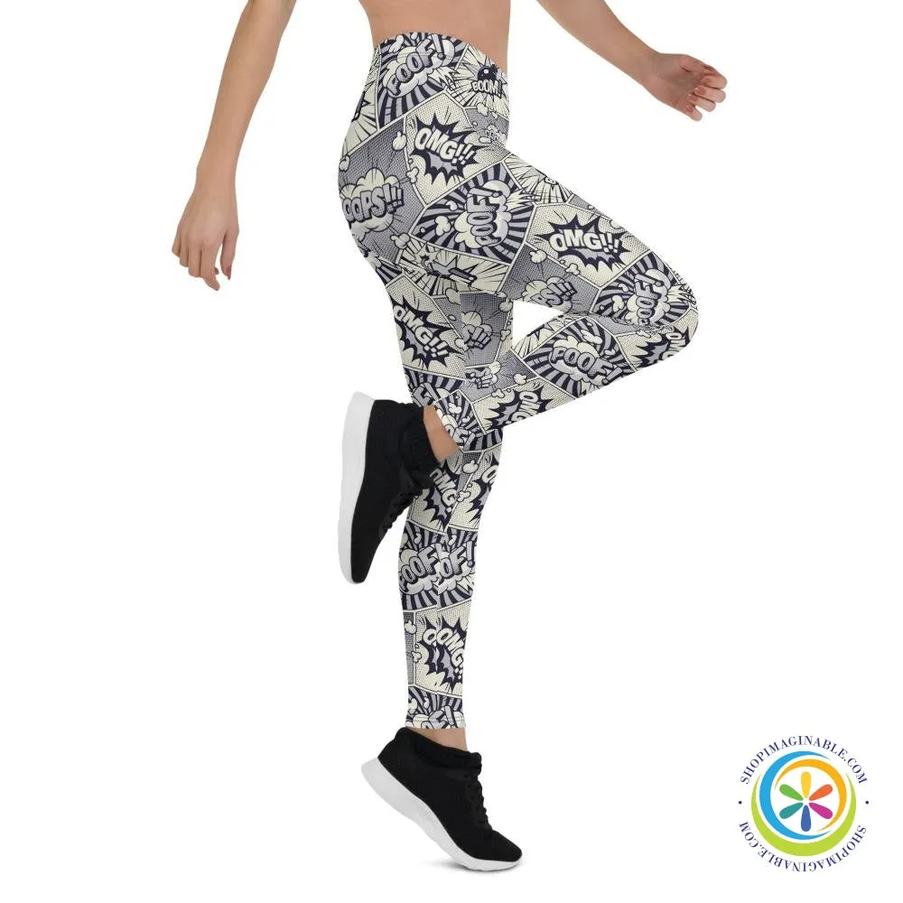 Comic Monochrome Full Length Leggings