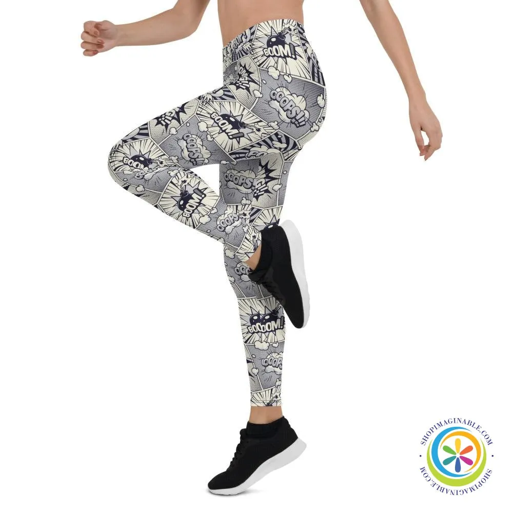 Comic Monochrome Full Length Leggings