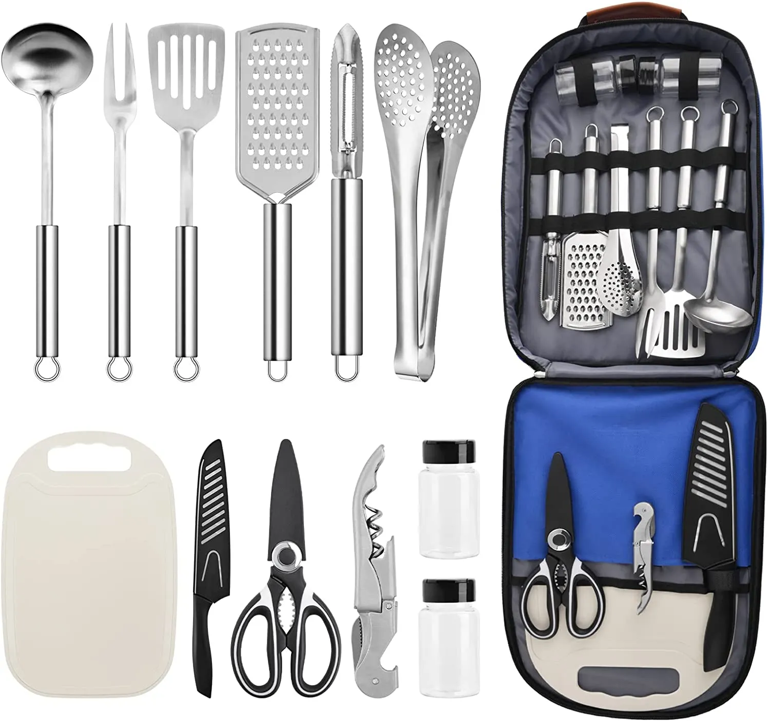 Extremus Camping Cooking Utensils Set 13/27 Pcs - Travel Organizer Grill Accessories Portable Compact Gear for Backpacking BBQ Camping Hiking Travel Cookware Kit，Camping Gifts for Men