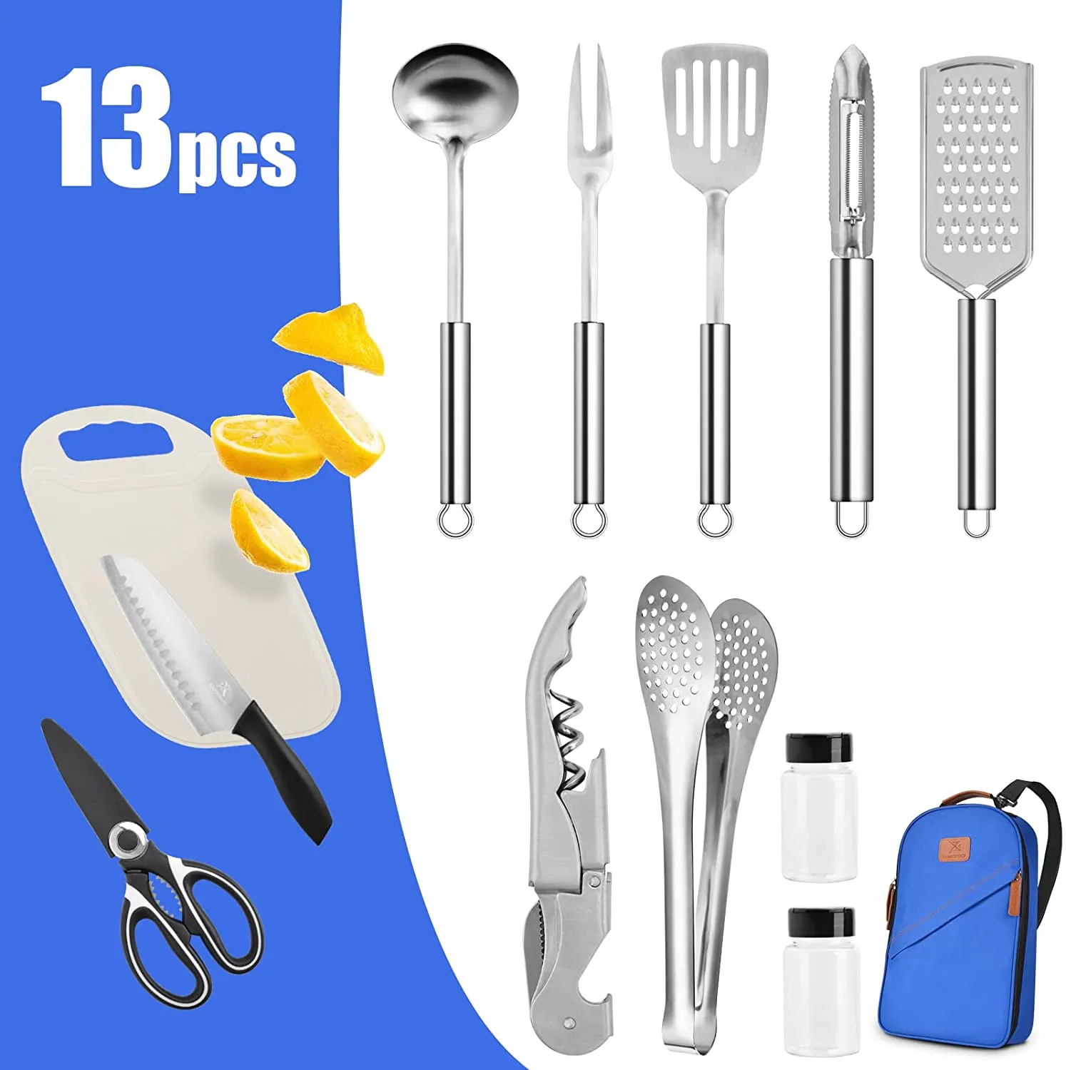 Extremus Camping Cooking Utensils Set 13/27 Pcs - Travel Organizer Grill Accessories Portable Compact Gear for Backpacking BBQ Camping Hiking Travel Cookware Kit，Camping Gifts for Men