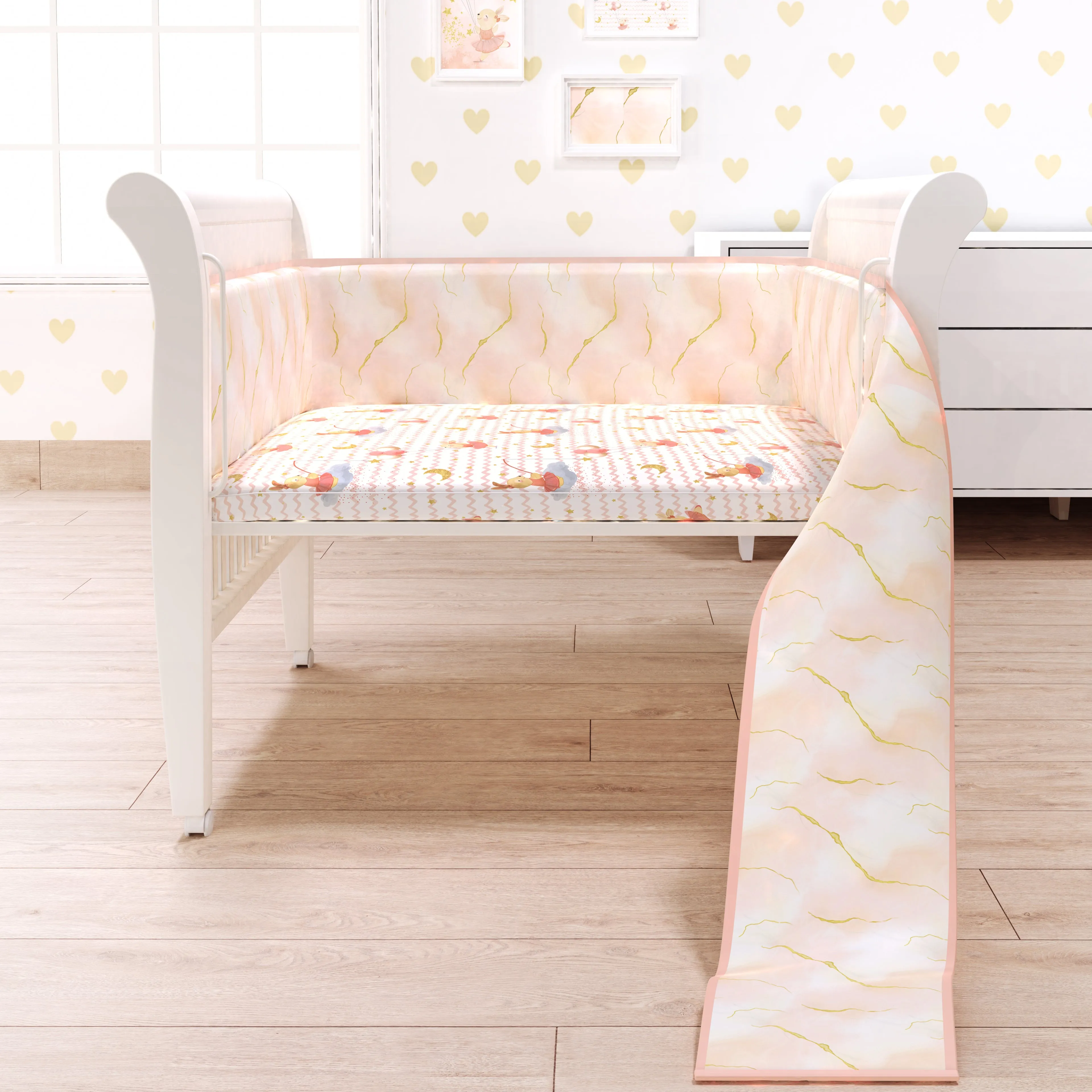 Fancy Fluff 7 Pc Organic Baby Cot Bedding Set -  Day Dream