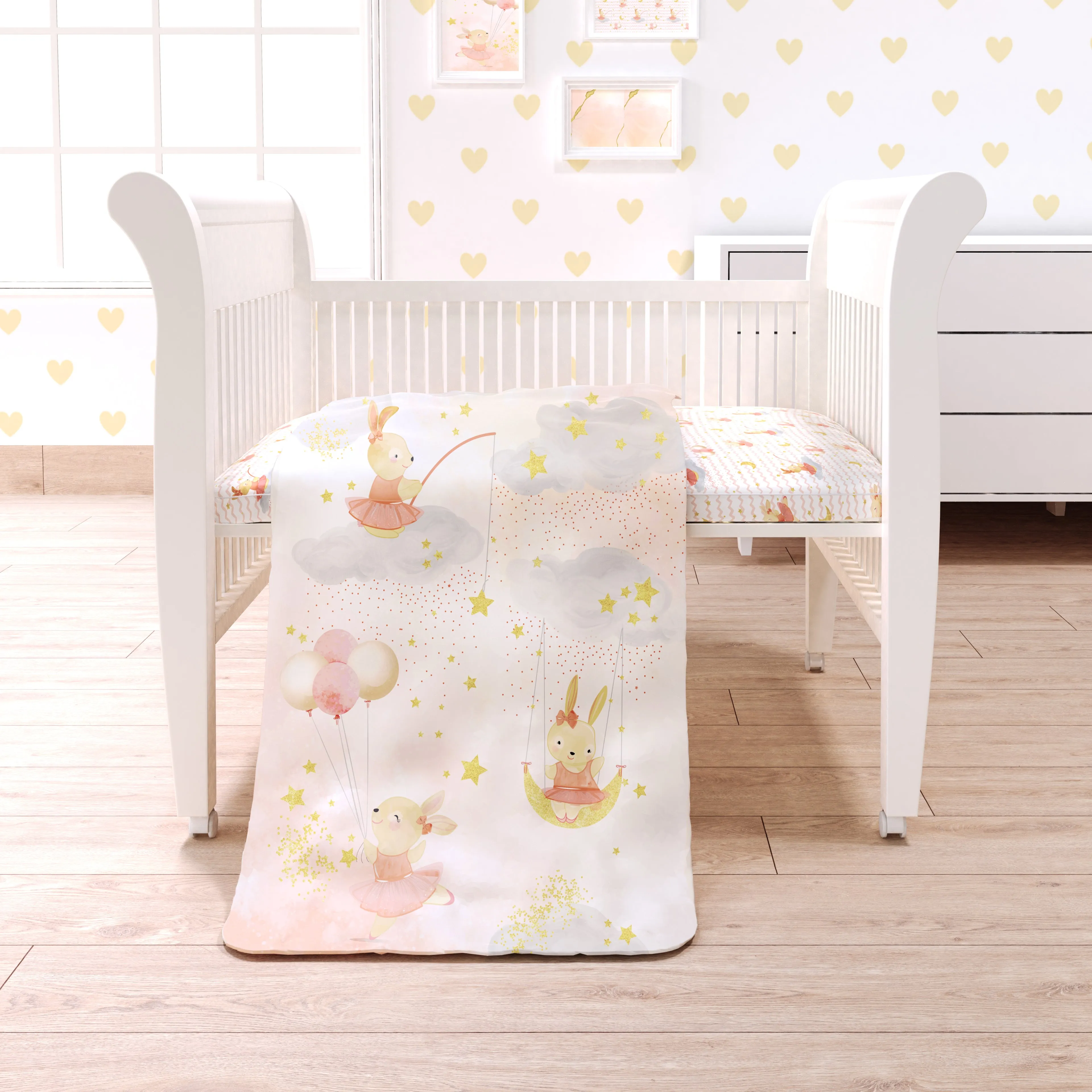 Fancy Fluff 7 Pc Organic Baby Cot Bedding Set -  Day Dream