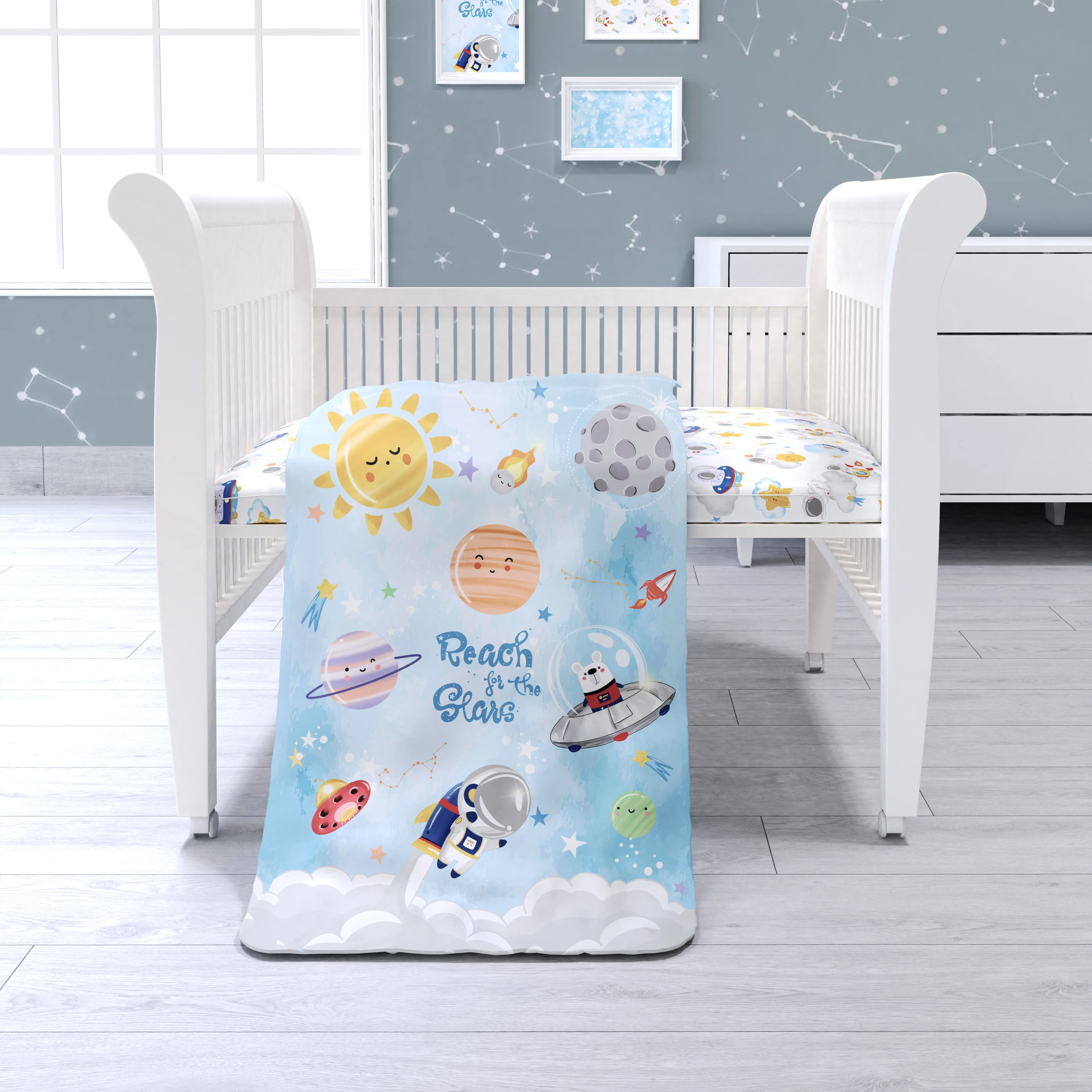 Fancy Fluff 7 Pc Organic Baby Cot Bedding Set -  Nova