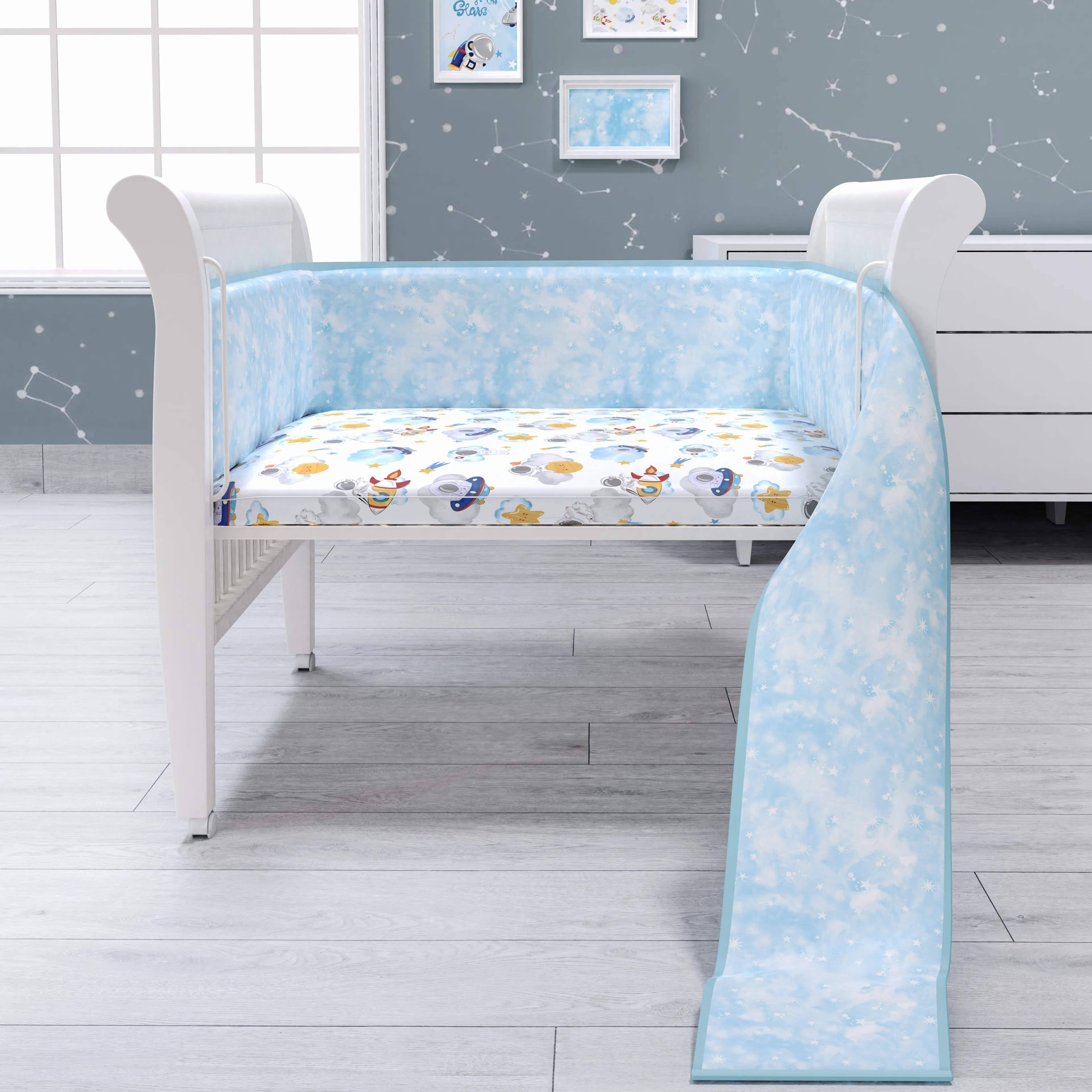 Fancy Fluff 7 Pc Organic Baby Cot Bedding Set -  Nova