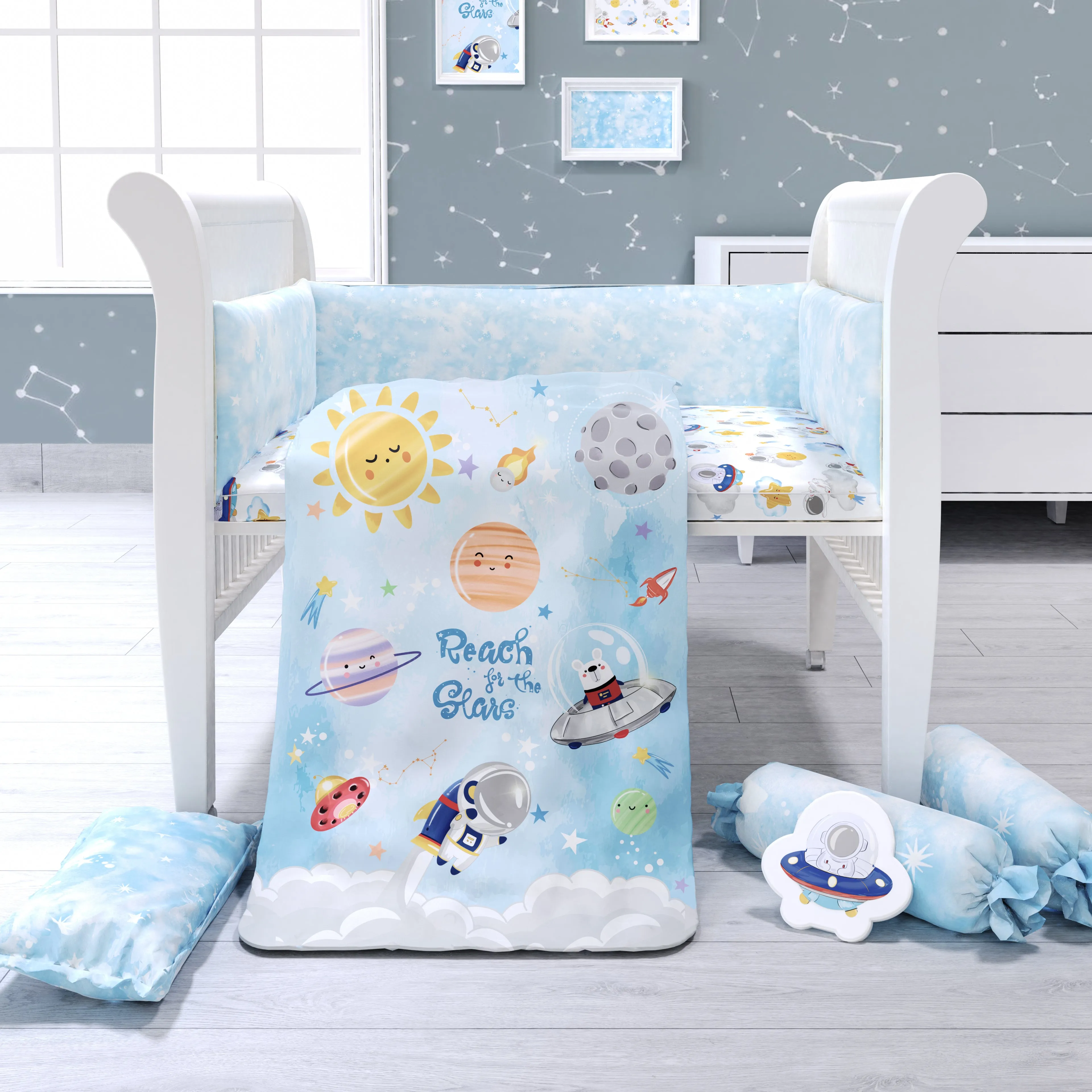 Fancy Fluff 7 Pc Organic Baby Cot Bedding Set -  Nova