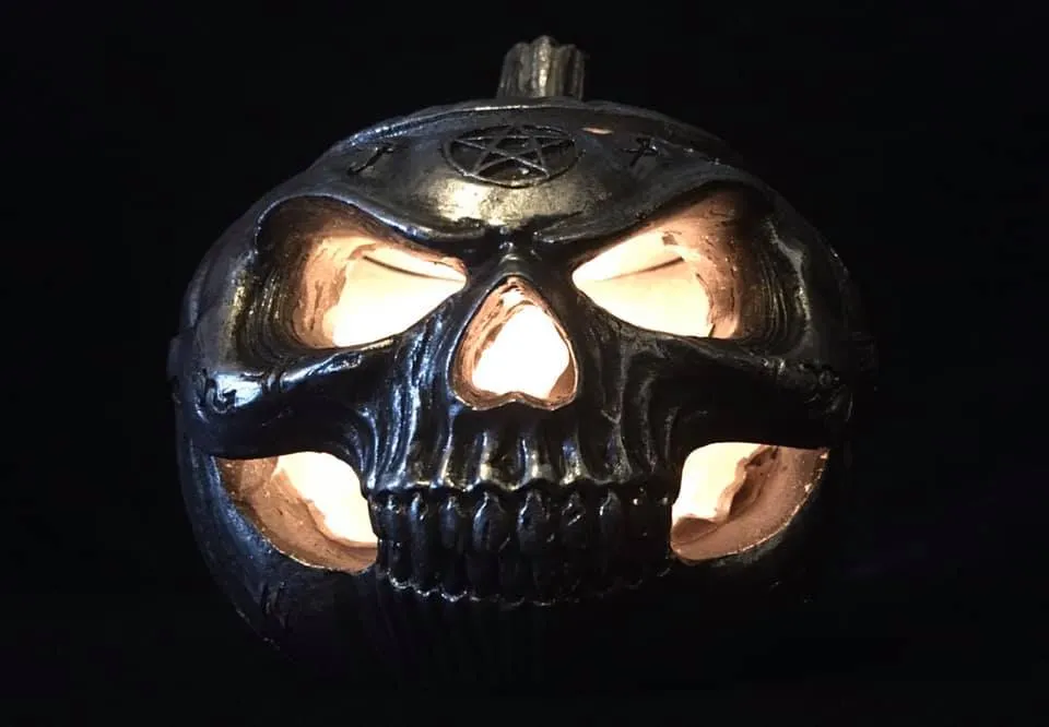JACK O' LANTERN SKULL POT