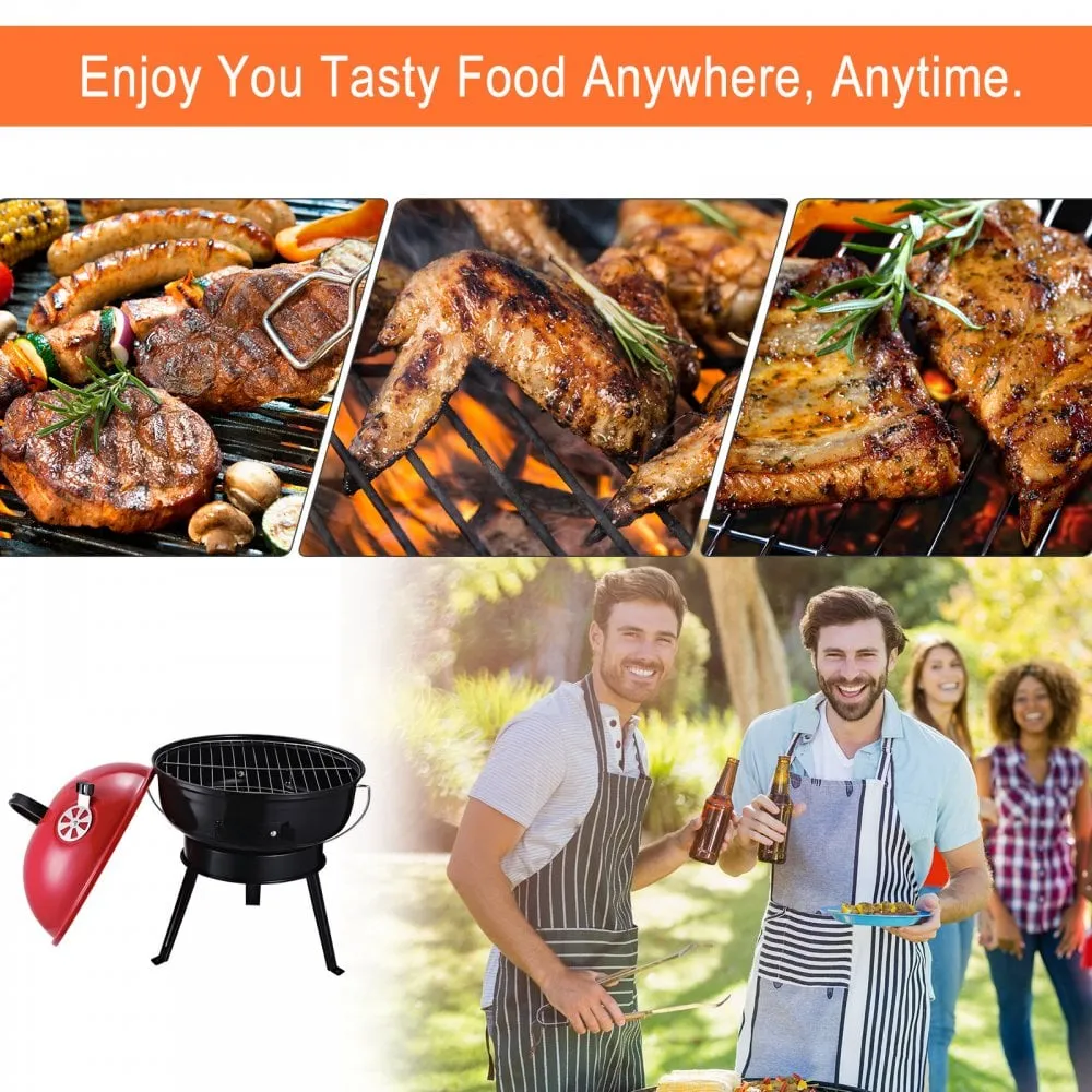 Outsunny Compact Portable Charcoal BBQ Grill - Red