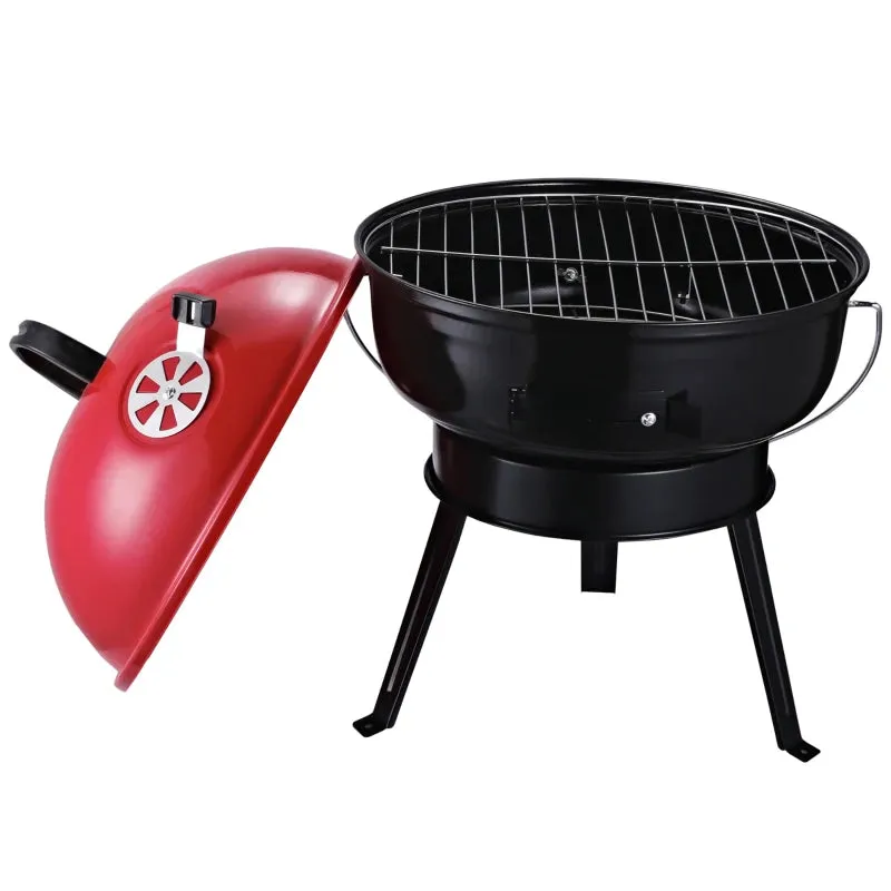Outsunny Compact Portable Charcoal BBQ Grill - Red