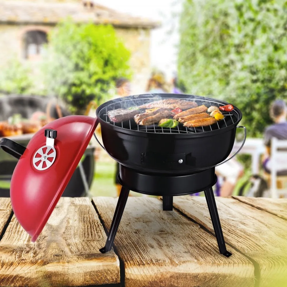 Outsunny Compact Portable Charcoal BBQ Grill - Red