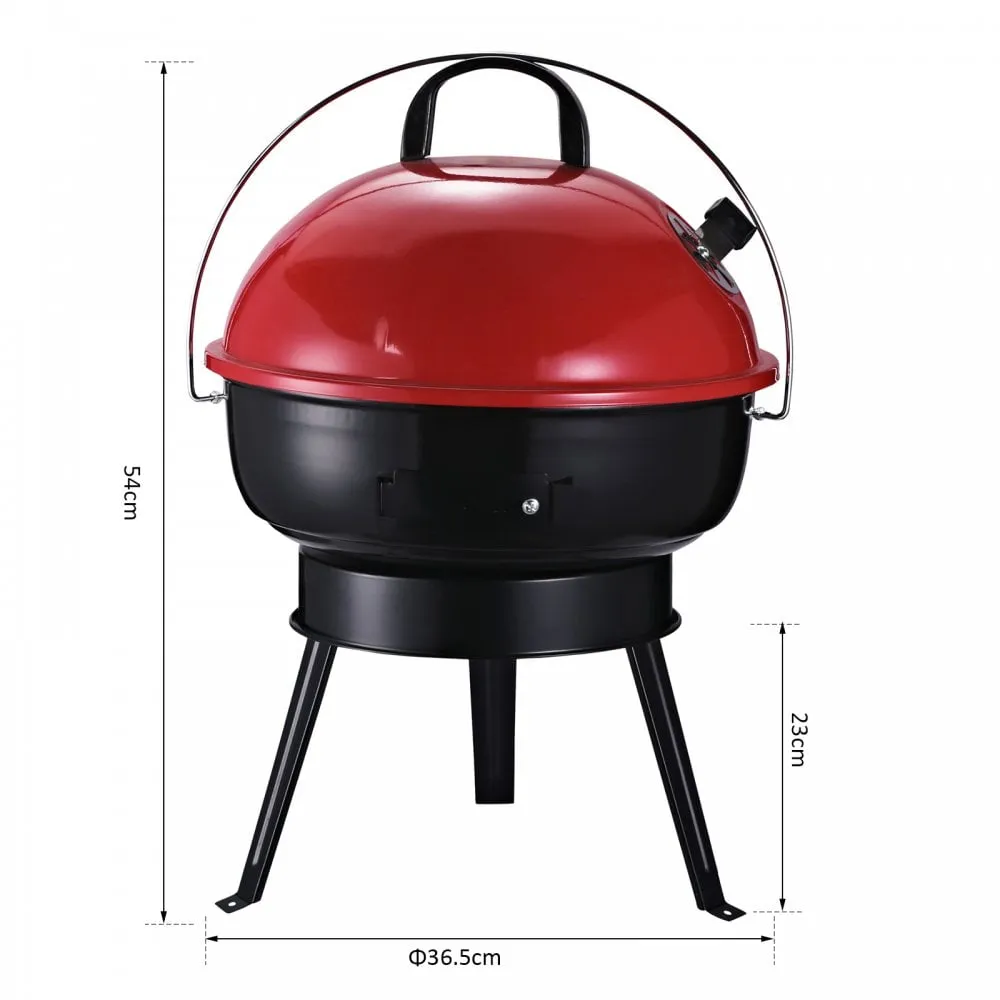 Outsunny Compact Portable Charcoal BBQ Grill - Red